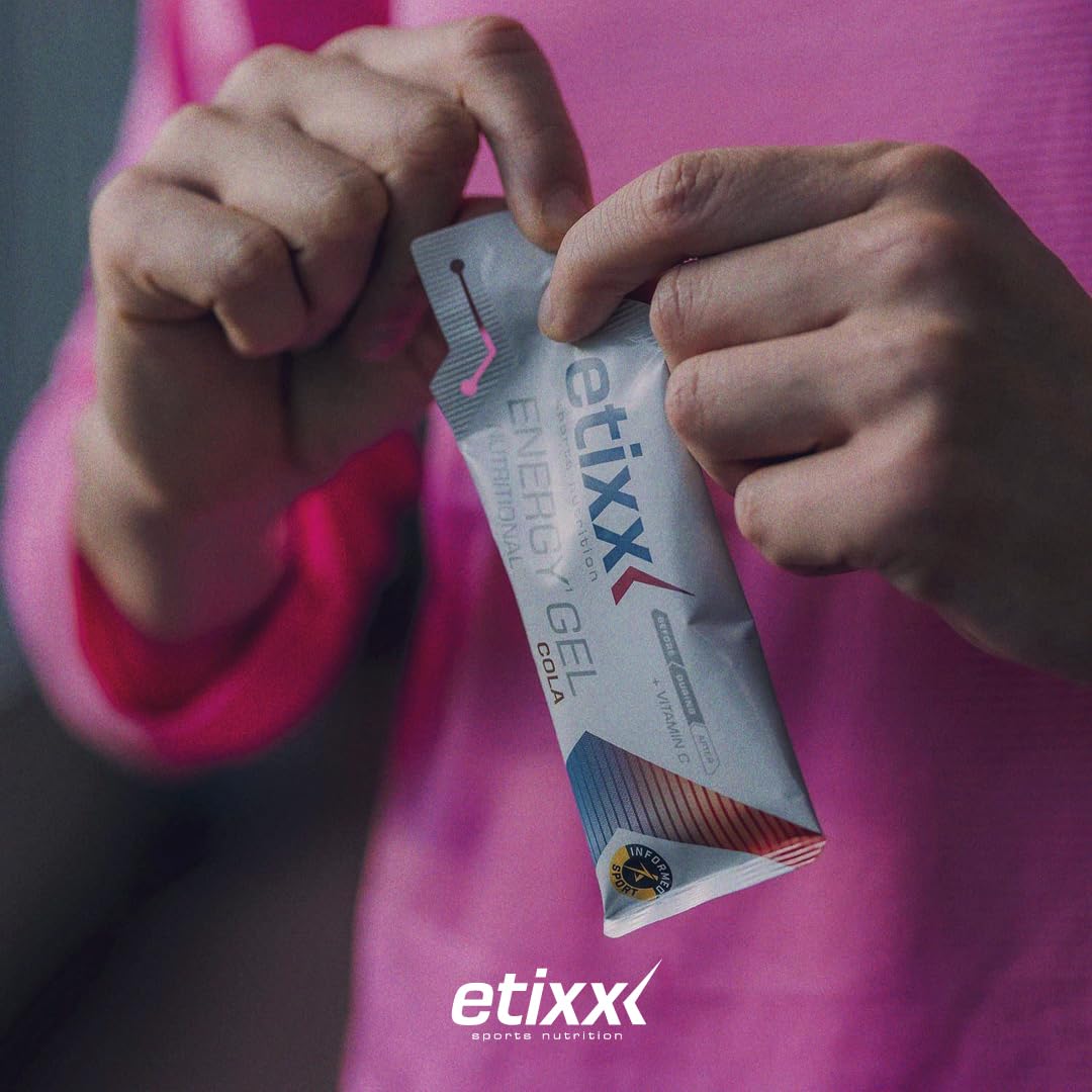 Etixx Gel Énergétique - Saveur Cola, 12 x 38g - Apport Rapide en Énergie, Idéal pour Sports d'Endurance et Récupération