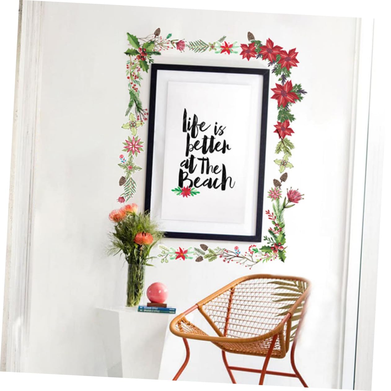 Cabilock Pegatinas de Flores Navideñas Autoadhesivas para Ventanas Decoración Navideña de PVC de Aplicar y Retirar para Fiestas y Decoraciones Interiores