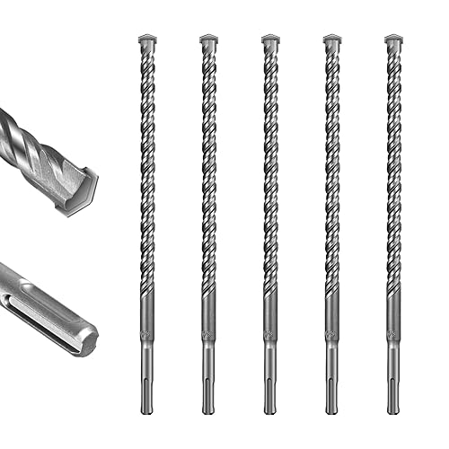 SALI Brocas de martillo rotativo 9/16 x 12 pulgadas, 5 brocas de martillo rotatorio, herramienta de agujero de mampostería para hormigón, piedra,