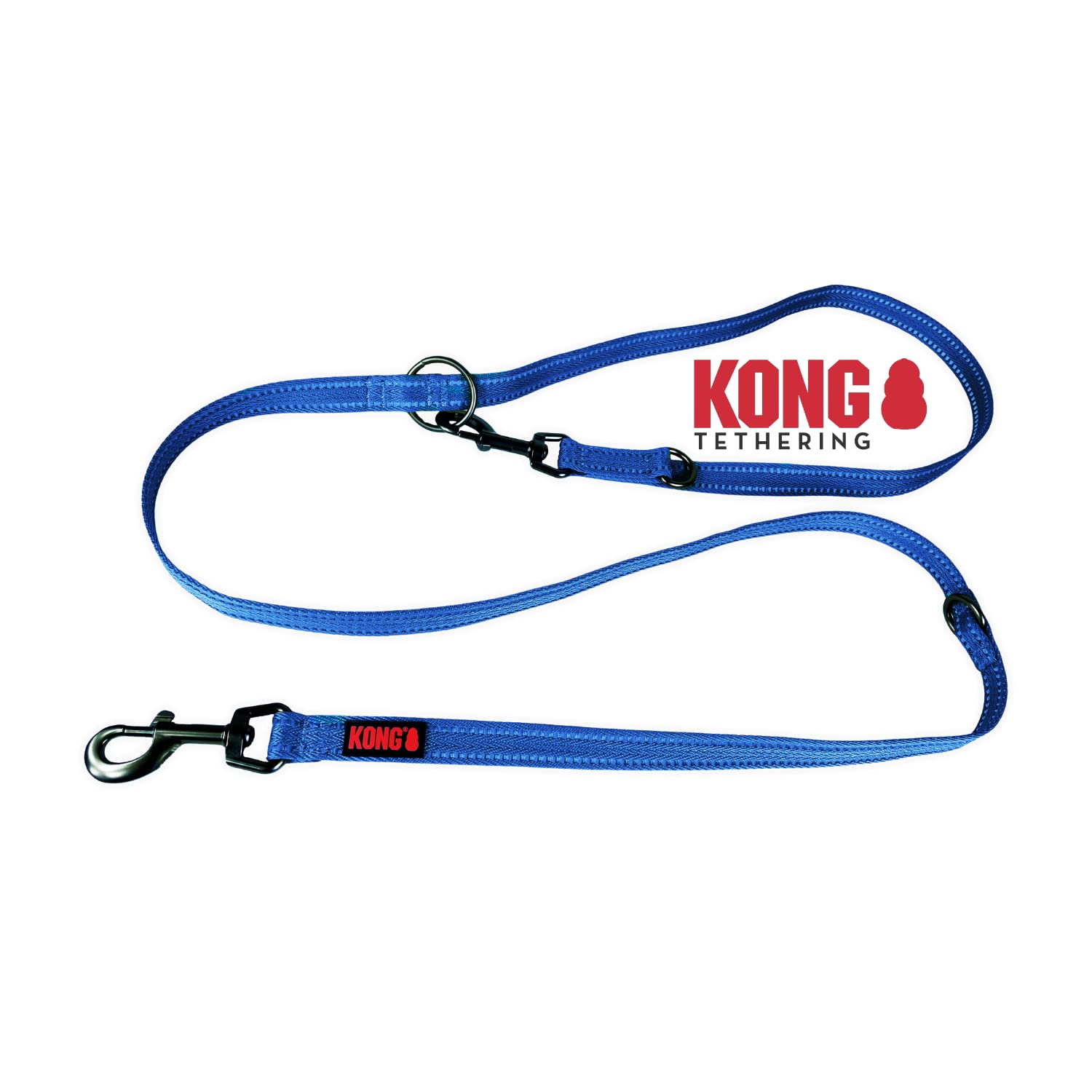 KONG Robust Nylon Dog Lead I Blue I Triple Adjustable Dog Lead I High-Quality Dog Lead with Reflective Elements I Dog Lead I Length 2 m I Width 19 mm