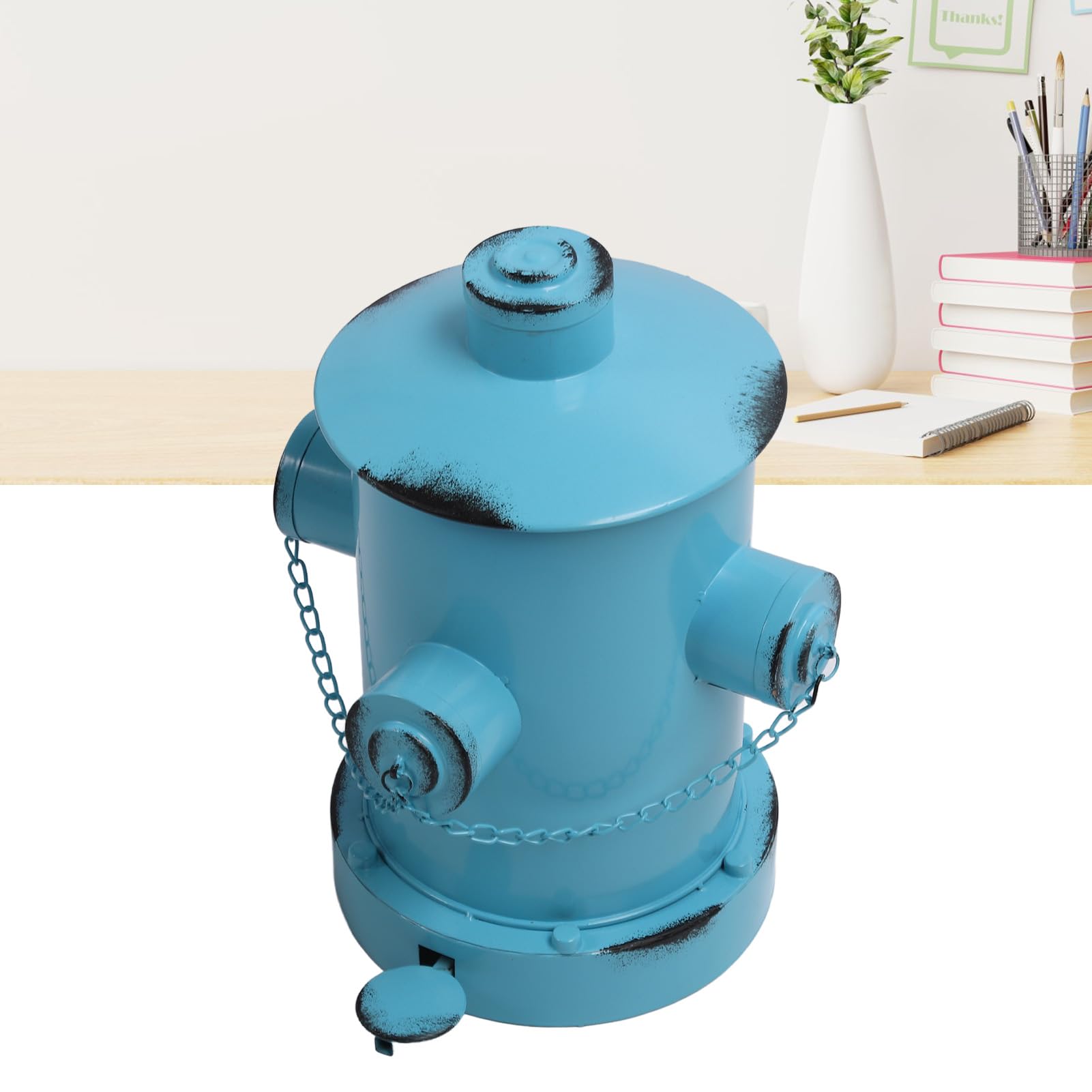 Bote de Basura Retro de Hierro Europeo para Decoración de Hogar y Oficina, Bote de Basura con Pedal de Hierro Forjado de Gran Capacidad para Escritorio y Suelo (azul claro)