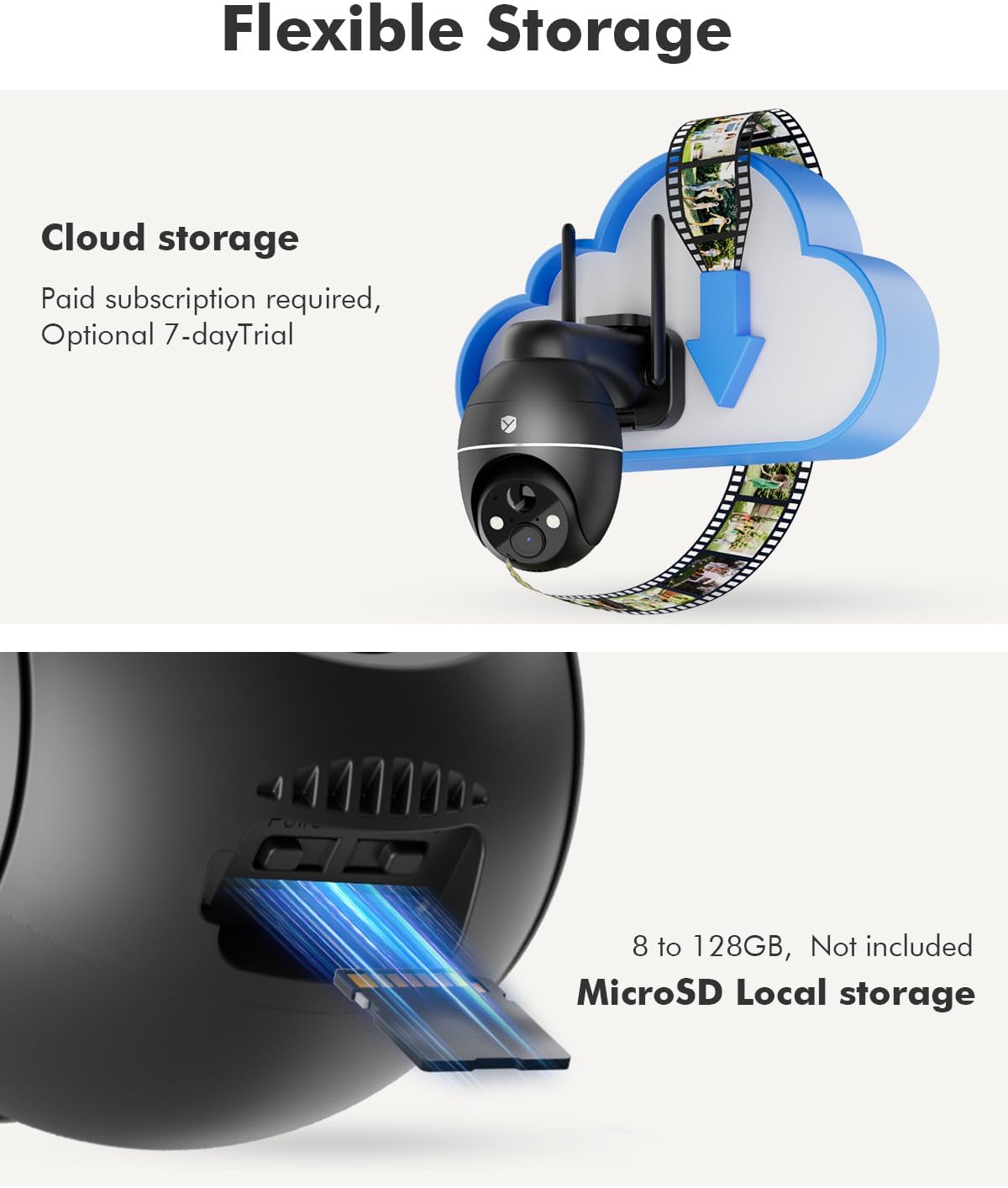 Solar Security Cameras Wireless Outdoor, 360° Panoramic View for Home Security, Rechargeable Batteries, 2K Color Night Vision, PIR Human Detection, 2-Way Audio, 2.4GHz, IP66 Waterproof