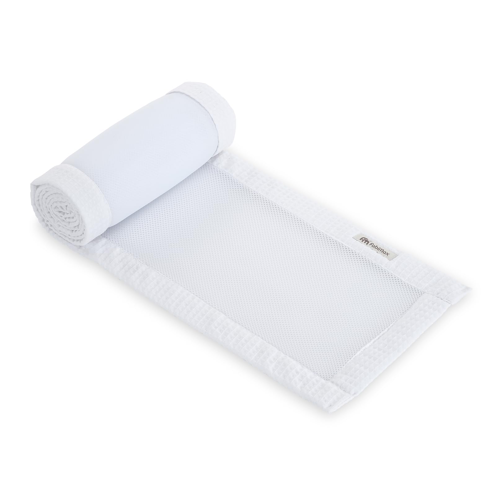 FabiMax Boxspring Baby Beistellbett Flex 90x55, TÜV geprüft, aus Buchenholz weiß lackiert, mit innovativem verstellbarem Seitengitter, passend für Boxspringbetten (Matratze Comfort, Weiß)