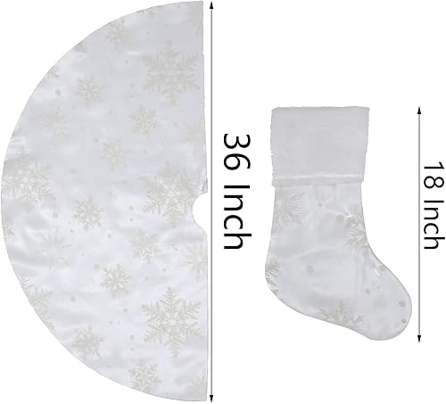 Miniatura 83 de Pie de árbol de Navidad FLASH WORLD, con estampado de nieve (color blanco, 36 pulgadas)