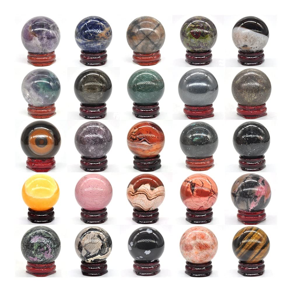 Regalo for la famiglia 40MM Pietre preziose Sfera Guarigione Cristalli Decorazione della casa Wicca Pietre naturali Palla lucidato Gemma Massaggio Globo Regalo Pietra fortunata Collezioni di casa ( Co