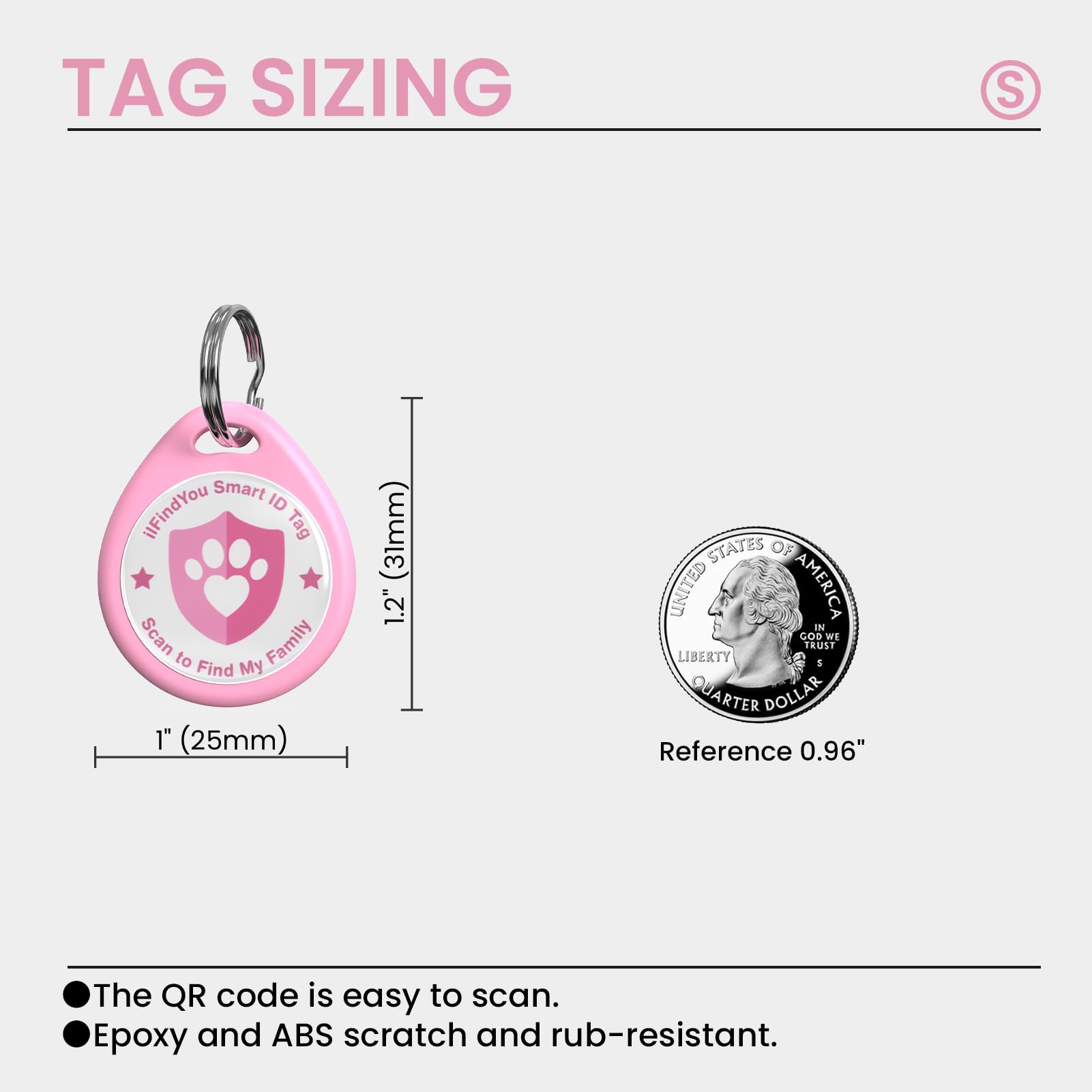 Targhette per gatti personalizzate, piccole, con codice QR, per collare per gattini, avvisi di posizione di scansione, rosa S
