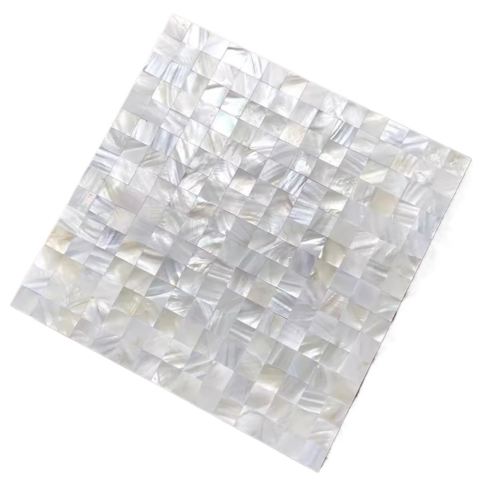 Mosaic Marble Effect Tile Stickers, Pack of 2 Peel and Stick Shell Mosaic Tiles Multicolor for Kitchen Bathroom Backsplash(2cm White)