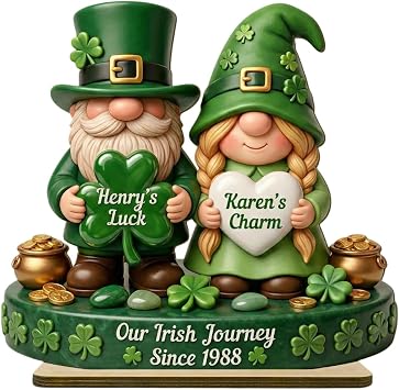 Chillever Personalized Growing Old Together Gnome Sign, St. Patricks Day Wooden Shamrock Plaque, Growing Old Together Couple Decor, Gift for Couples, Gift 7