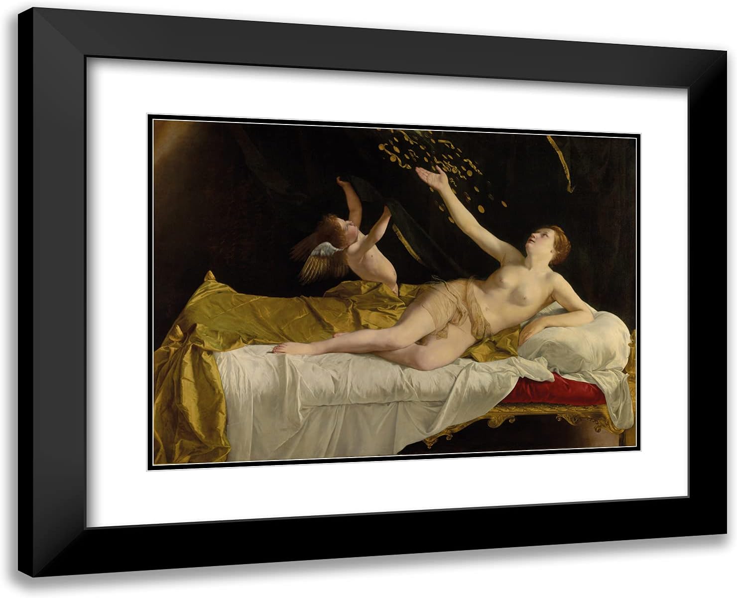 ArtDirect Gentileschi, Artemisia 24x19 Gold Ornate Framed Art Print with Double Matting Titled: Danae and the Shower of Gold