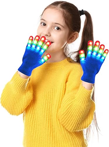 Miniatura 2 de Guantes de dedo con luz LED para niños, adolescentes, adultos, Pascua, Halloween, Navidad, regalos para fiestas, Azul oscuro