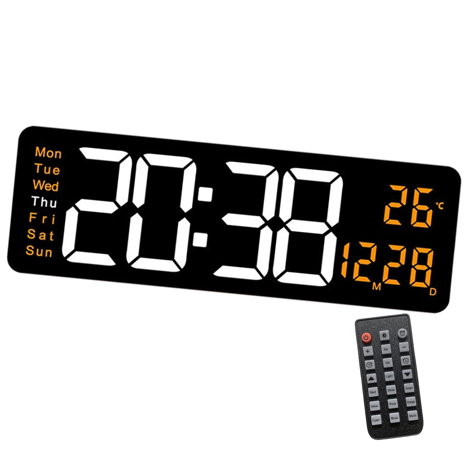 Horloge murale numérique avec télécommande pour salon et bureau