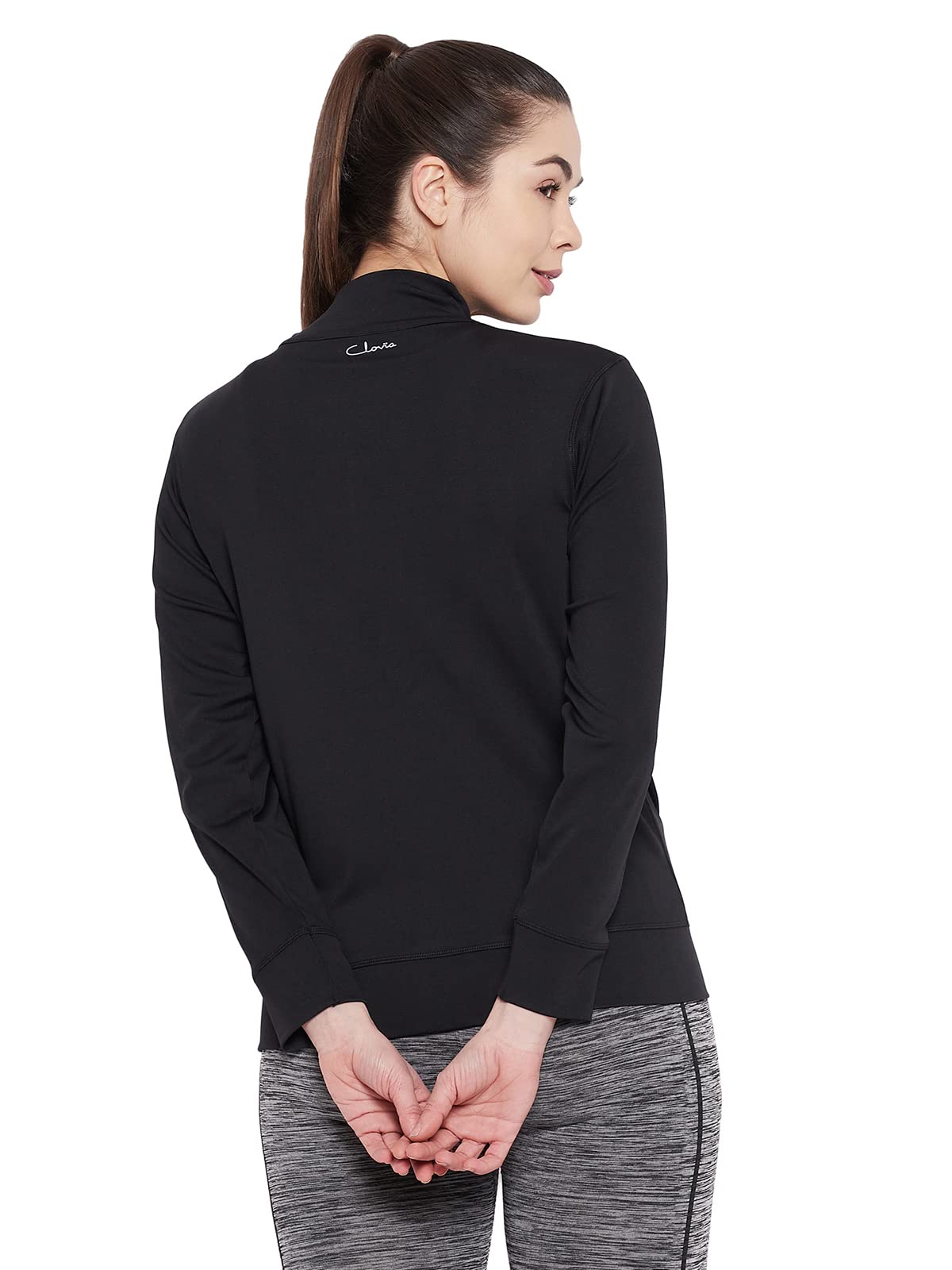 Clovia Standard Length Women's Activewear Front Zipper Jacket (At0131P13_Black_Xxl) 3