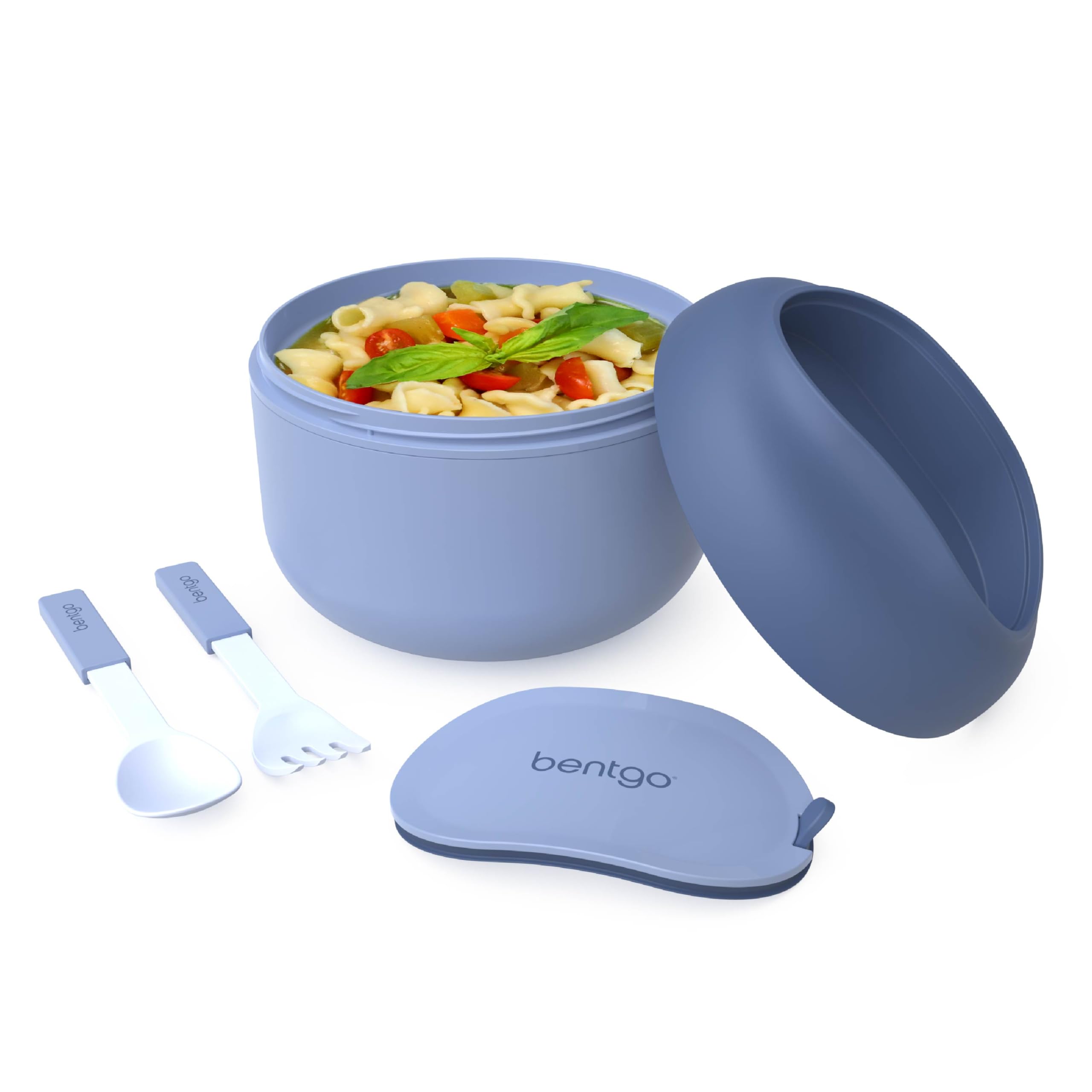 Bentgo Schüssel – Isolierte, auslaufsichere Schüssel mit Snackfach, faltbaren Utensilien und verbessertem, griffigem Design für unterwegs – hält Suppe, Müsli und mehr – BPA-frei, 600 ml (Schiefer) | Vakuumisolierter Edelstahl, auslaufsicher, breite Öffnun