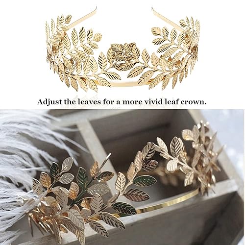 Miniatura 7 de 5 diademas de hojas de diosa griega para novia, corona de hoja de laurel romano dorada para novia, diadema de novia para mujer, tiara accesorios