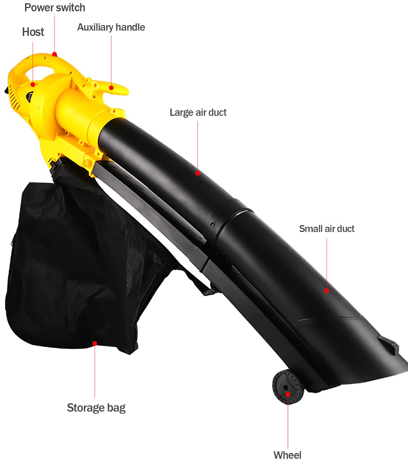 FfiMe Soplador y Aspirador de Hojas Moderno, Soplador de Hojas Eléctrico 3 en 1, Aspirador de Jardín 3000w, Bolsa Recolectora de 35 litros para Quitar Hojas, Escombros y Desechos del Jardín, Terraza,