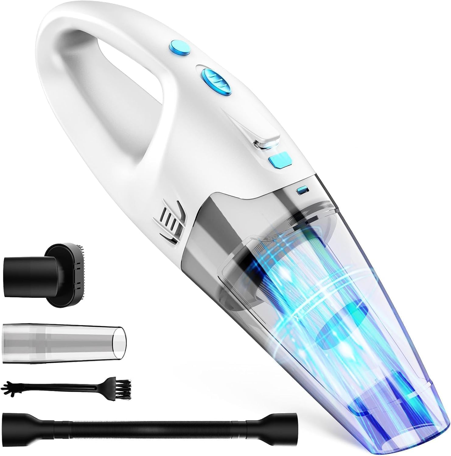 Photo 1 of FUOAYOC Handheld Vacuum Cordless,Car Cordless Rechargeable, 6KPA Powerful Suction Hand Held Vacuum with LED Light/Multi Accessories, 1.6lbs Mini Portable Vacuum Cleaner for Home/Car/Office Cleaning