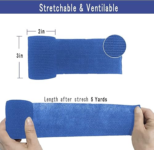 Miniatura 10 de MINGYUE - Paquete de 12 vendajes autoadhesivos de 3 x 5 yardas, cinta atlética, cinta deportiva, cinta de muñeca y tobillo, vendaje cohesivo para