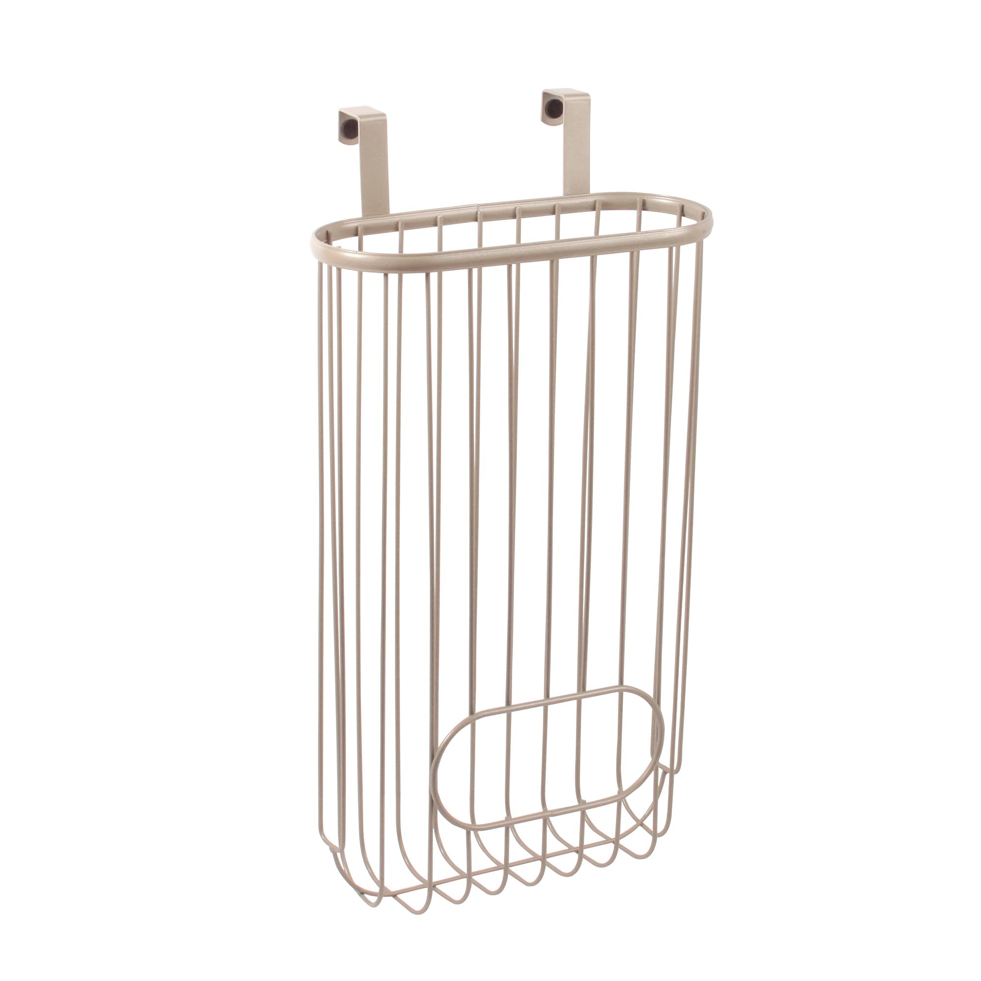 Spectrum Satin Nickel Diversified Ashley Over-The-Cabinet Plastic Grocery Bag Dispenser, Plastic Bag Holder For Kitchen Storage & Organization, Under Sink Organizer For Recycling Grocery Bags