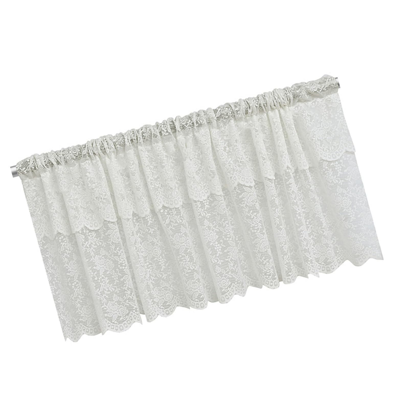 Tsophreniq French Type Lace Curtain with Delicate Floral Pattern and Color Pins for Home Decoration Sheer Window Drape French Lace Curtain