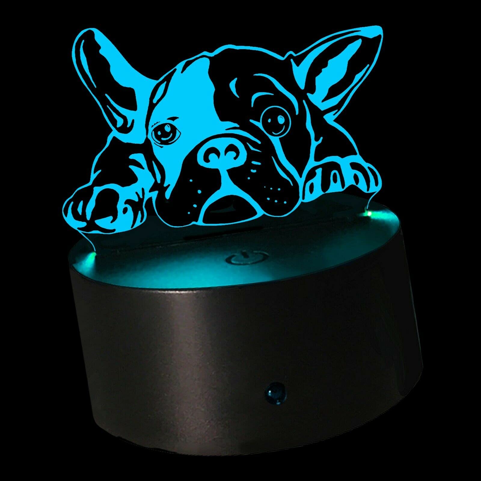 Jinson well 3D Bulldog francese lampada per cani illusione ottica luce notturna, 7 colori cangianti Touch Switch tavolo decorazione lampade con acrilico piatto ABS cavo USB giocattolo
