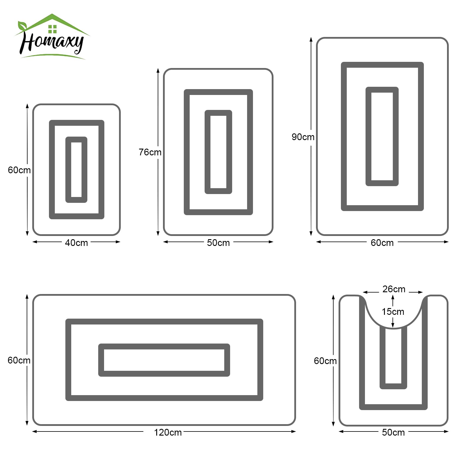 Homaxy Alfombra de baño de microfibra, antideslizante, lavable, suave, absorbente, para baño, 60 x 120 cm, gris oscuro