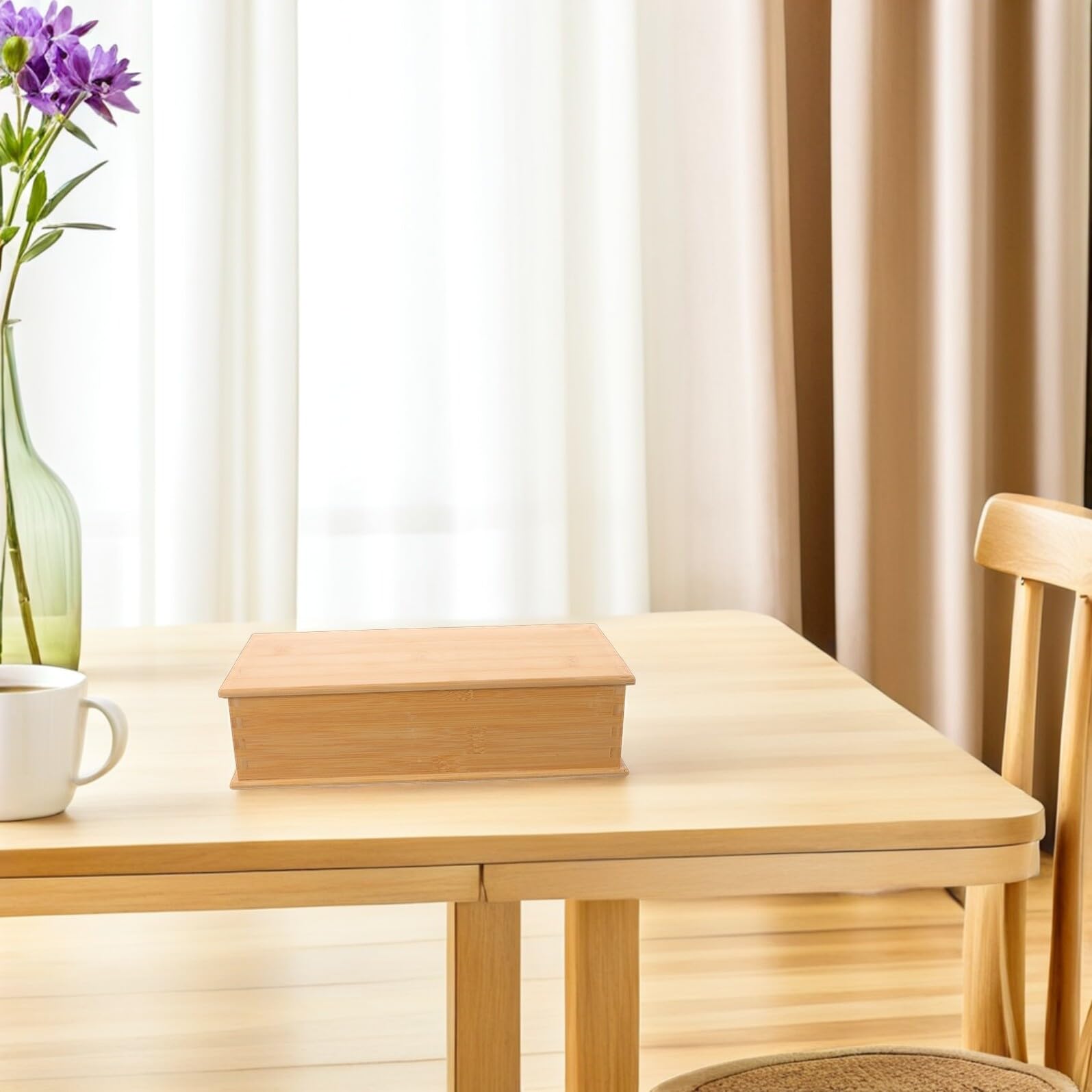 Veemoon Boîte à Couverts en Naturel avec Couvercle – Organisateur Anti-Poussière pour et – Rangement Compact 28,4 X 12,5 X 7,8 CM – pour Restaurants Cuisine Familiale