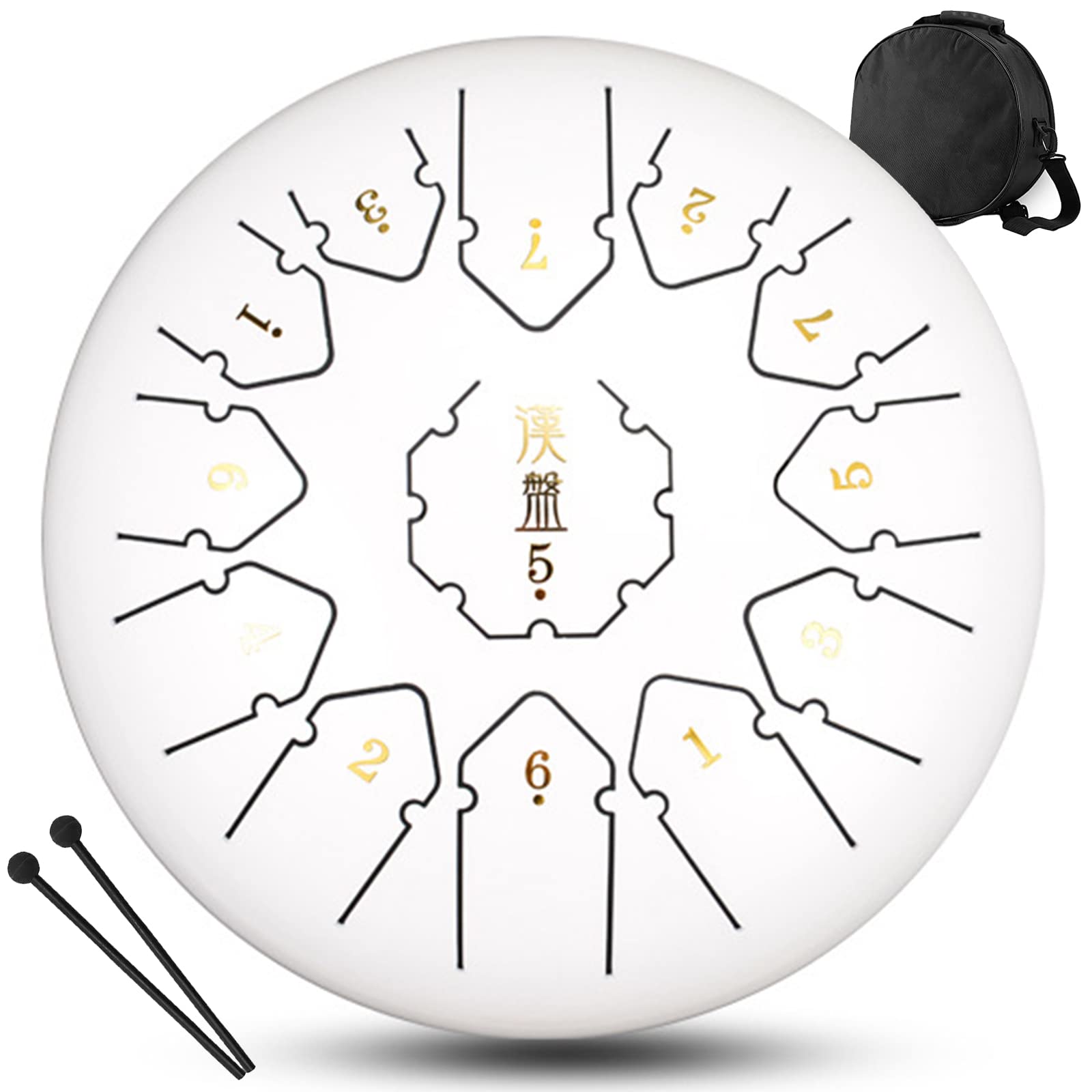 Tambor De Lengüetas De Acero C Chiave 12 Pulgadas Tongue Drum 13 Notas Percusión Tambor De La Lengua con Bastones Y Bolsa De Viaje Ideal para Yoga Meditación Alivia El Estrés