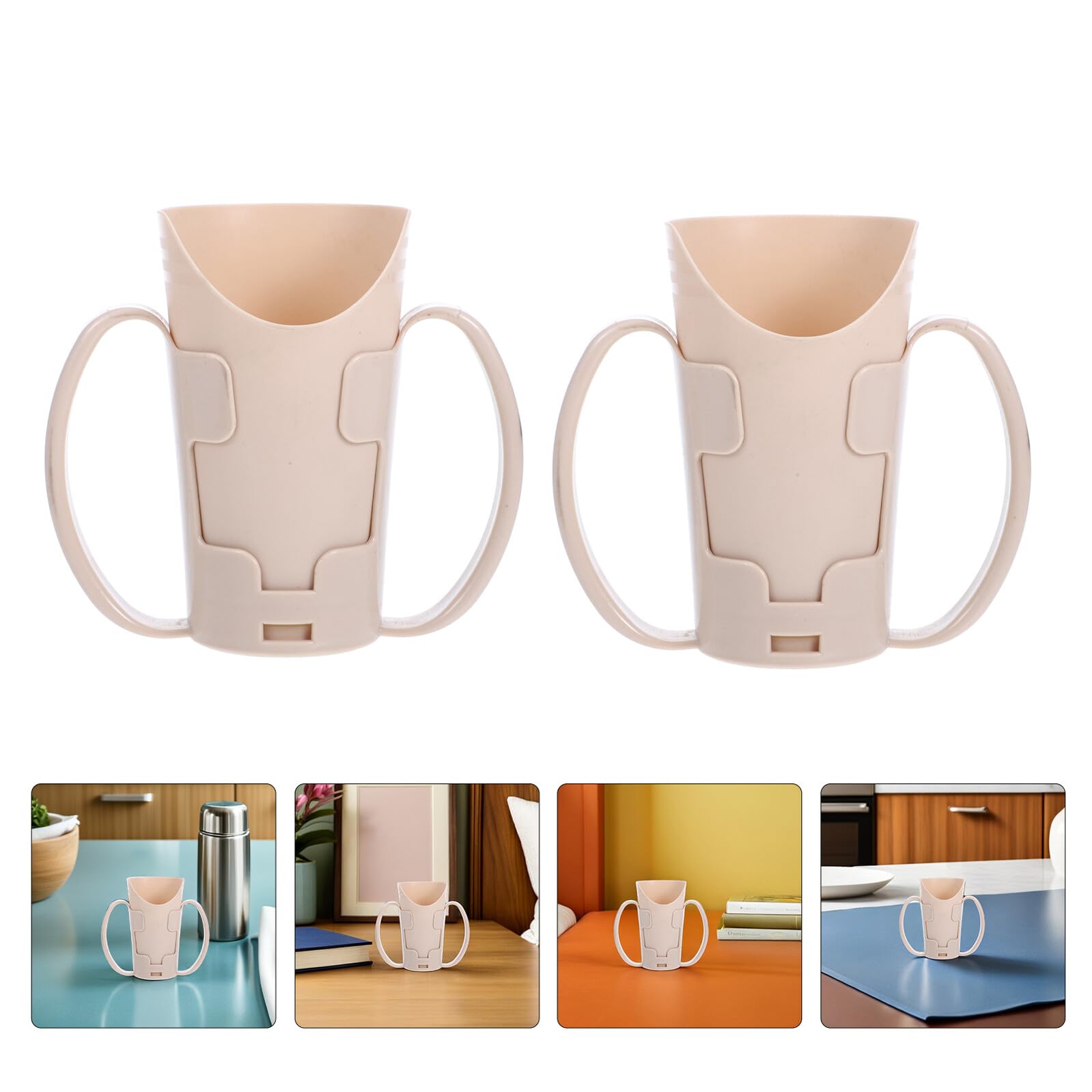 2piezas Taza para Beber para Lactancia Vasos con Recorte de Molde Nariz y Asas Vaso de Plástico para Bebidas para Adultos Mayores para Rehabilitación de Terapia Hospitalaria Taza