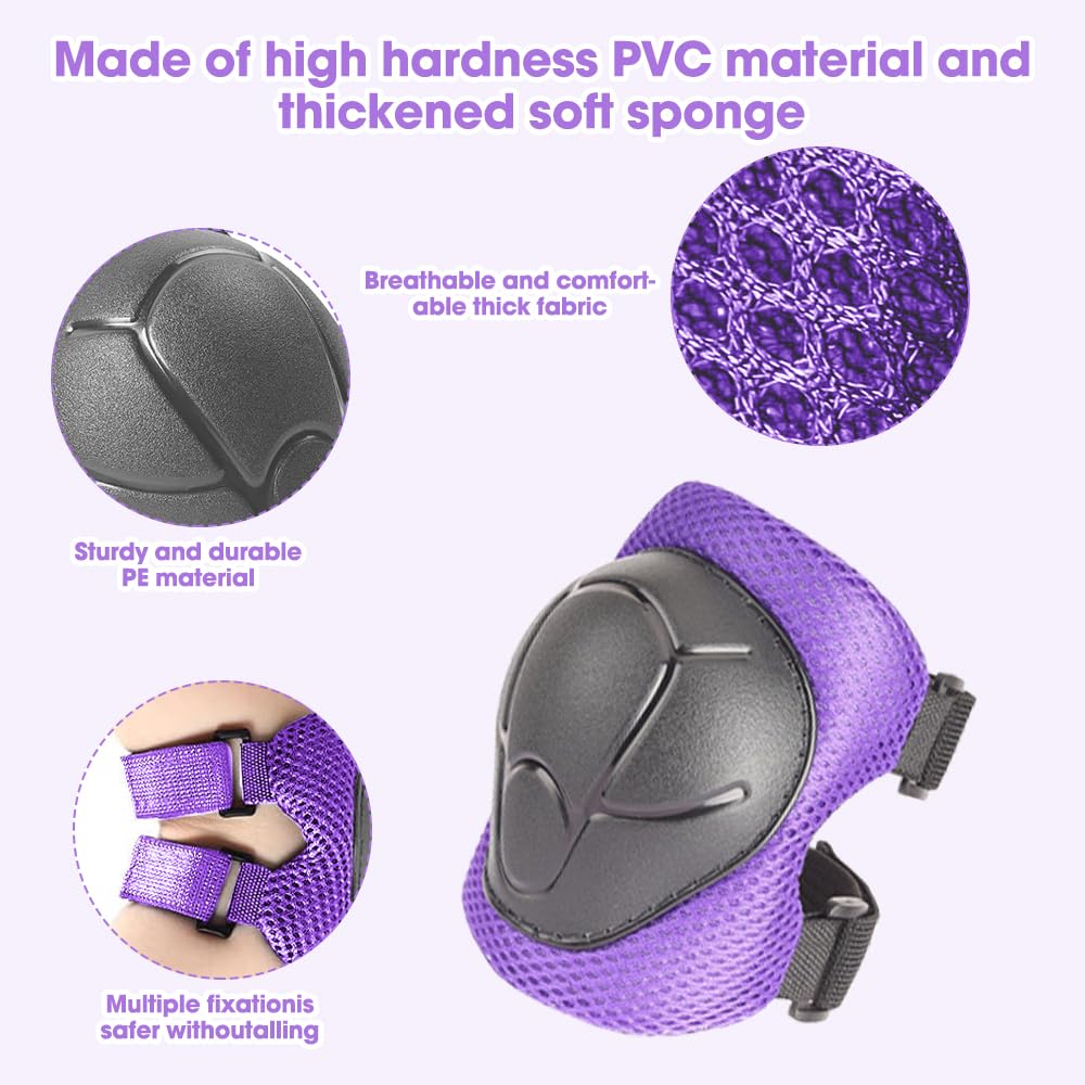 Mizikuu Kinder Knieschoner Set 6-teilig - Schutzset Für Skateboard & Fahrrad