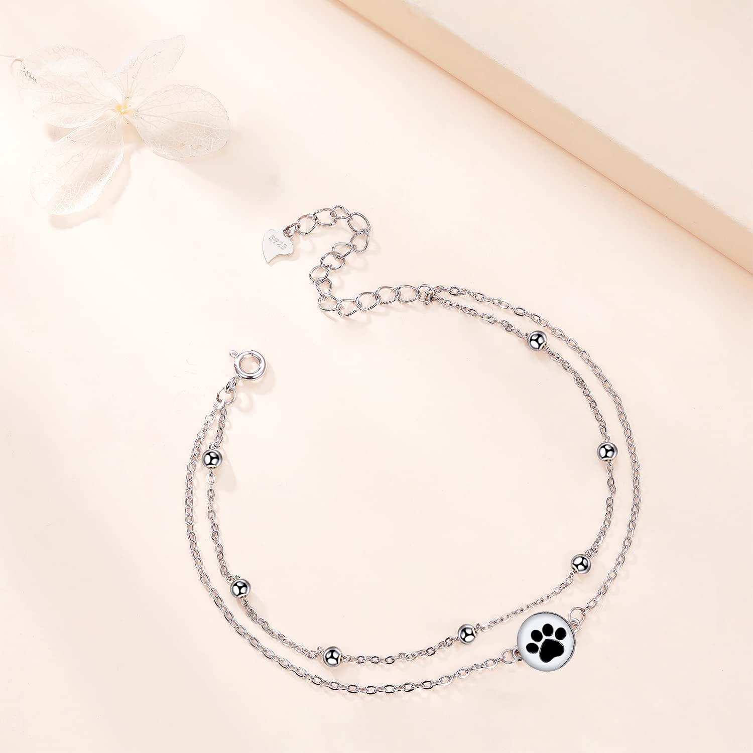 J.MUEN Bracciale in Donna Argento 925 Serie a doppia catenacon Scatola Regalo,Elegante e Moderno Regalo Perfetto per Donne