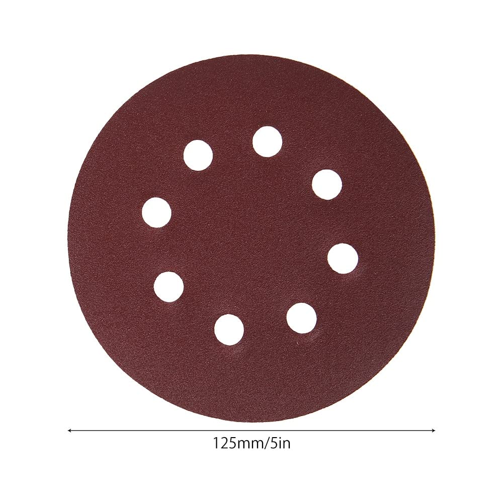 Papel de Lija 100 Piezas 5 "125 mm Rueda de molienda Redondo Papel de Lija Ocho Agujero Rueda de molienda 40-180 Grit Sandfaper Mechando DISCOLUCIÓN DE MUESTRADAS Y PULIDOS