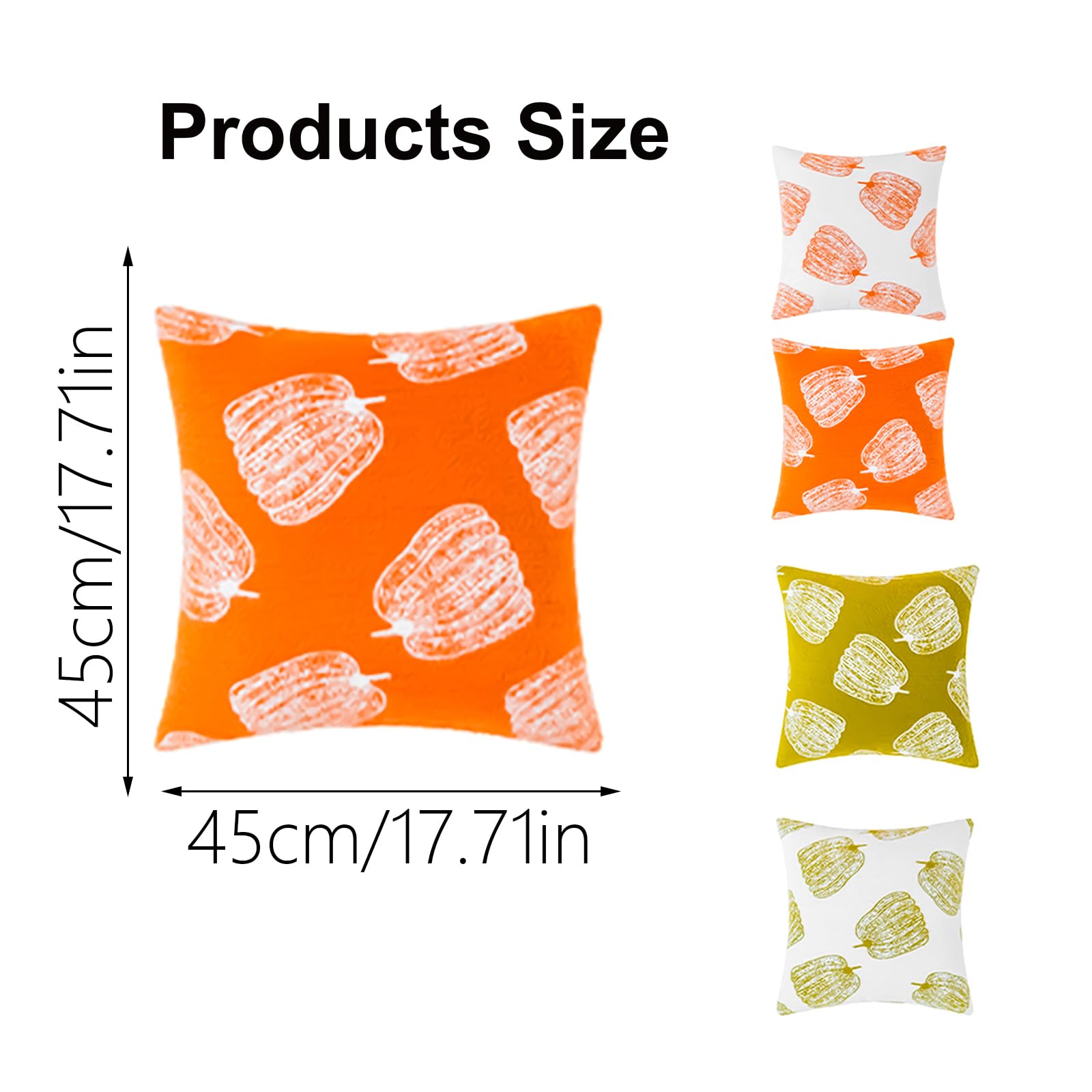 Set di 4 federe decorative autunnali (40 cm x 40 cm, 45 cm x 45 cm, 50