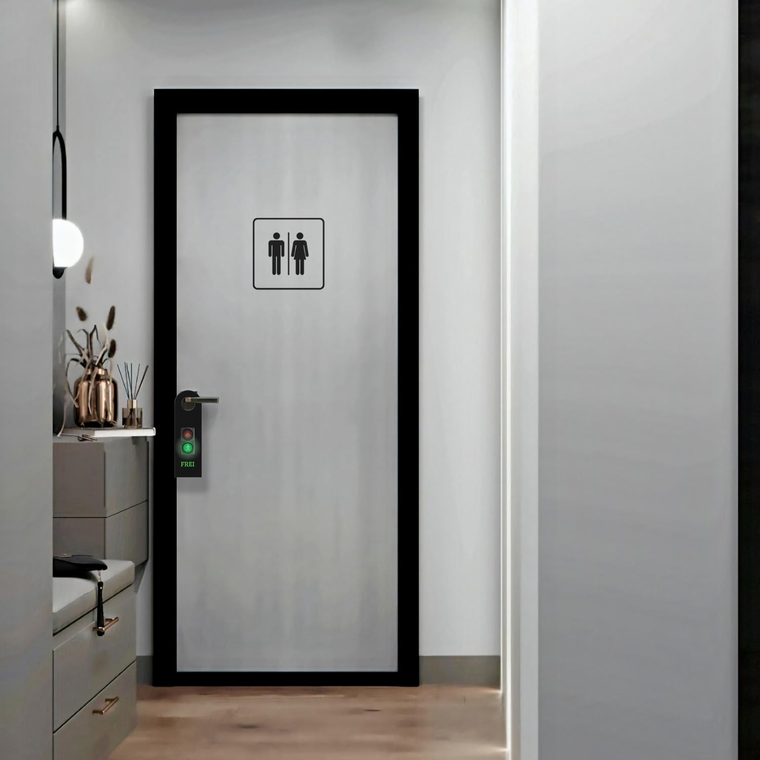 trendaffe - Wolna lub okupowana zawieszka na drzwi z motywem światła w kolorze czarnym WC WC