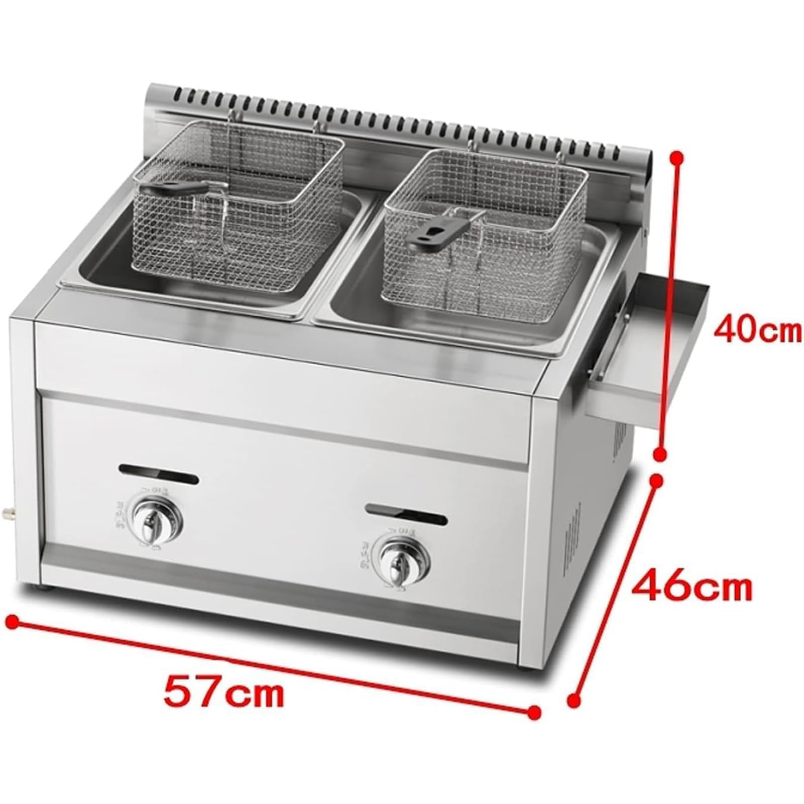 Genérico Freidora de Profesional Freidora de Gas 20L Tanque de Acero Inoxidable Freidoras Industriales Fritadeira Freidora De Acero Inoxidable Doble Tanque con Calentamiento Rápido