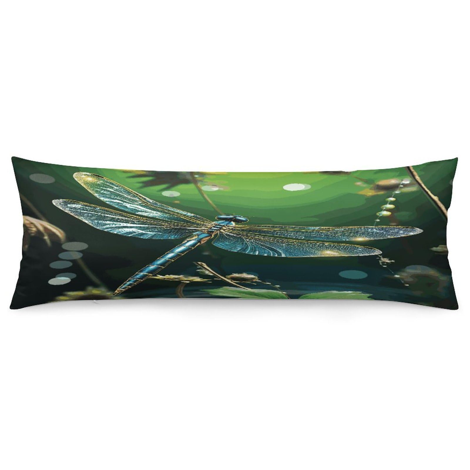 Dragonfly Green Pillowcase Long Body Pillow Cover Soft Decorative Body Pillow Case Breathable Large Pillowcase Cute Cozy Pillow Protector for Bed Sofa Couch Room 18.9 X 53 Inch