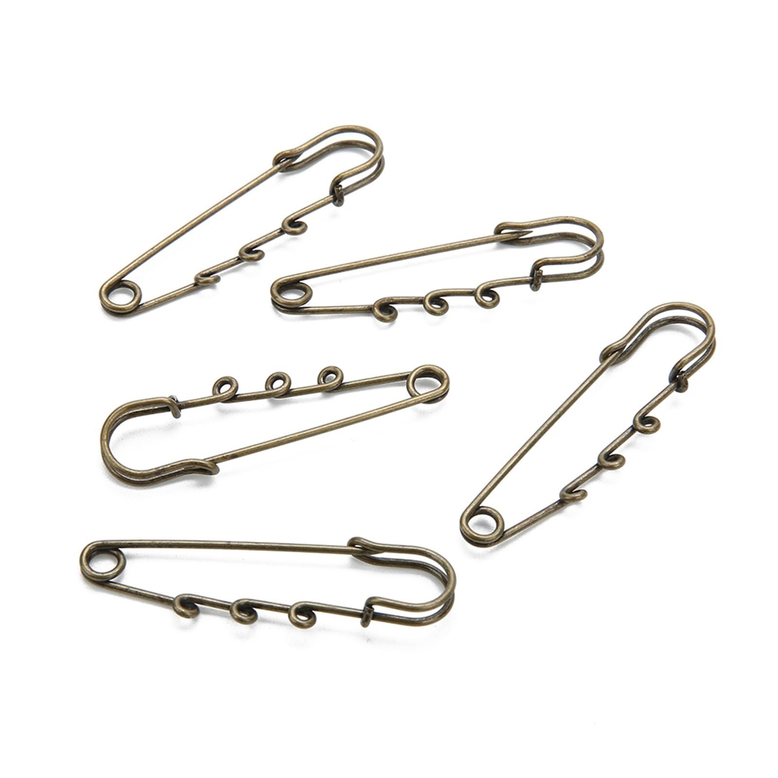 LUYSGBXR Brooch Pin 20pcs Gold Color Safety Pin Brooch Charm Pendant With 3 Loops For Women Men Wedding Brooches Jewelry Making(Color 02,50mm)