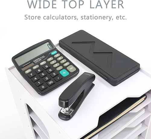 Miniatura 3 de SONGWAY Organizador de archivos para escritorio, soporte de documentos de 7 niveles con estantes extraíbles, estante de correo de cartas,