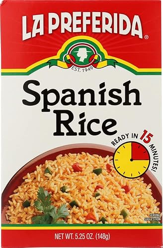 La Preferida Arroz español en caja (arroz esponjoso estilo mexicano con pimientos morrones), listo en 15 minutos. Un acompañamiento rápido para