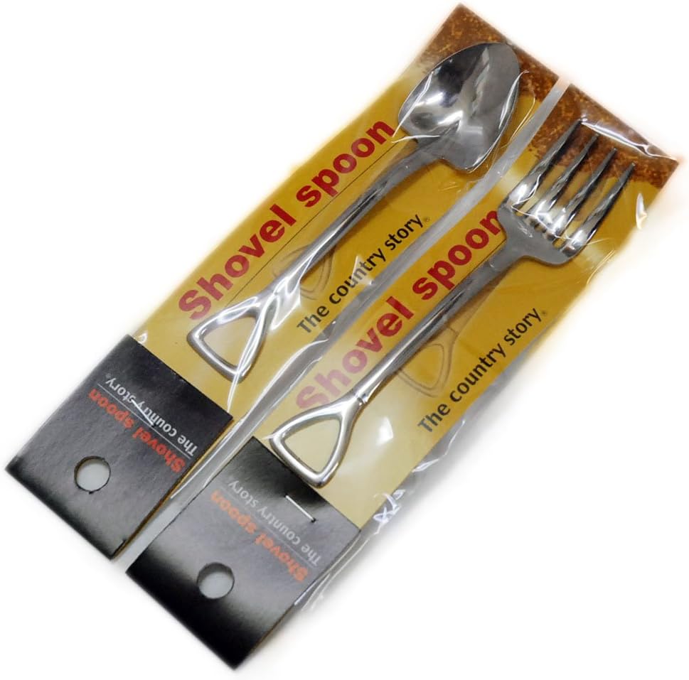 The country story Small Stainless Steel Shovel Spoon & Fork, Mirror Finish, Set of 2