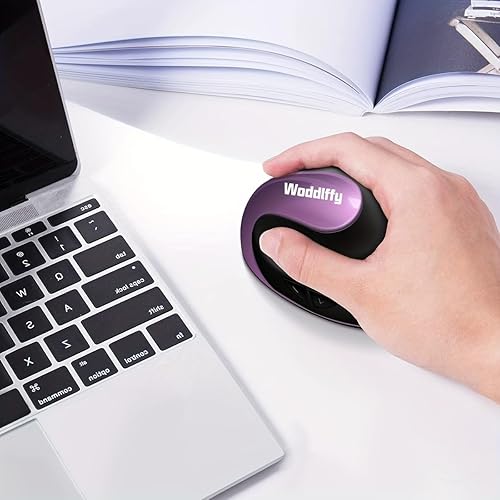 Miniatura 5 de Ratón ergonómico inalámbrico, mouse vertical para diestros pequeño con 6 botones 1000/1200/1600 para laptop, escritorio, PC, MacBook (morado AA)