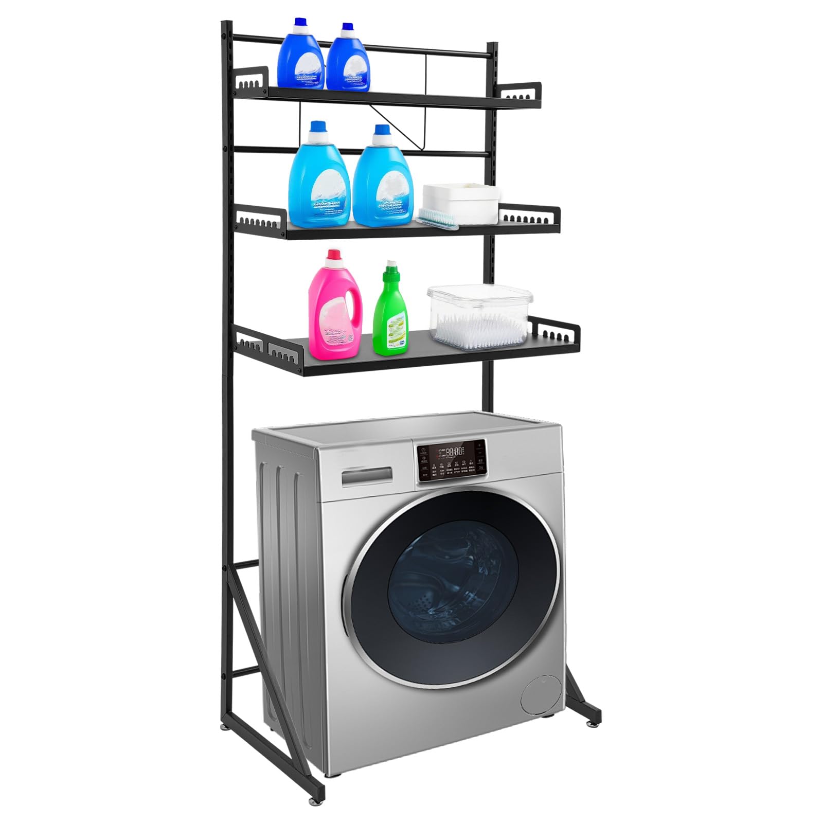 Waschmaschinenregal, 69 × 40 × 161cm Waschmaschinenschrank Trocknerschrank 3 Ebenen | Schnelle Installation | Robust, Washing Machine Cabinet für Badezimmer, Küche, Balkon