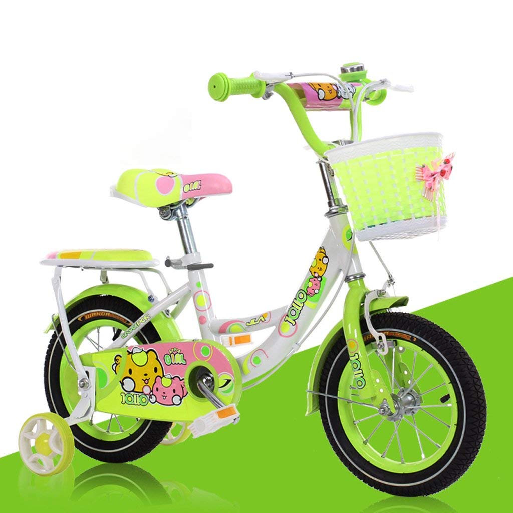 WXQ-XQ Children's Bicycles 4-7 Years Old Children's Bikes 16-inch Baby Girls Bicycles High-carbon Steel Baby Carriages, Pink/green/blueen Children's bicycle (Color : Green)