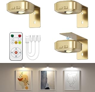 Picture Lights for Wall 3 Pcs, Rechargeable Battery Operated Magnetic Wall Lights with 3 Color Temps, Remote Dimmable Timer Painting Light for Art Display, Frame, Poster