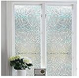 Bathroom Shower No Glue 3D Mini Mosaic Privacy Window Film No Adhesive Sun Reflect Decorative Window Film Static Cling Heat Block Glass Film Sticker 23.6x78.7 inch