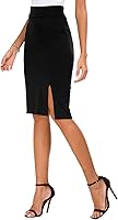 UrbanCoCo Women's High Waisted Stretch Pencil Skirt - Knee Length Bodycon Midi Skirt for Office & Casual Wear