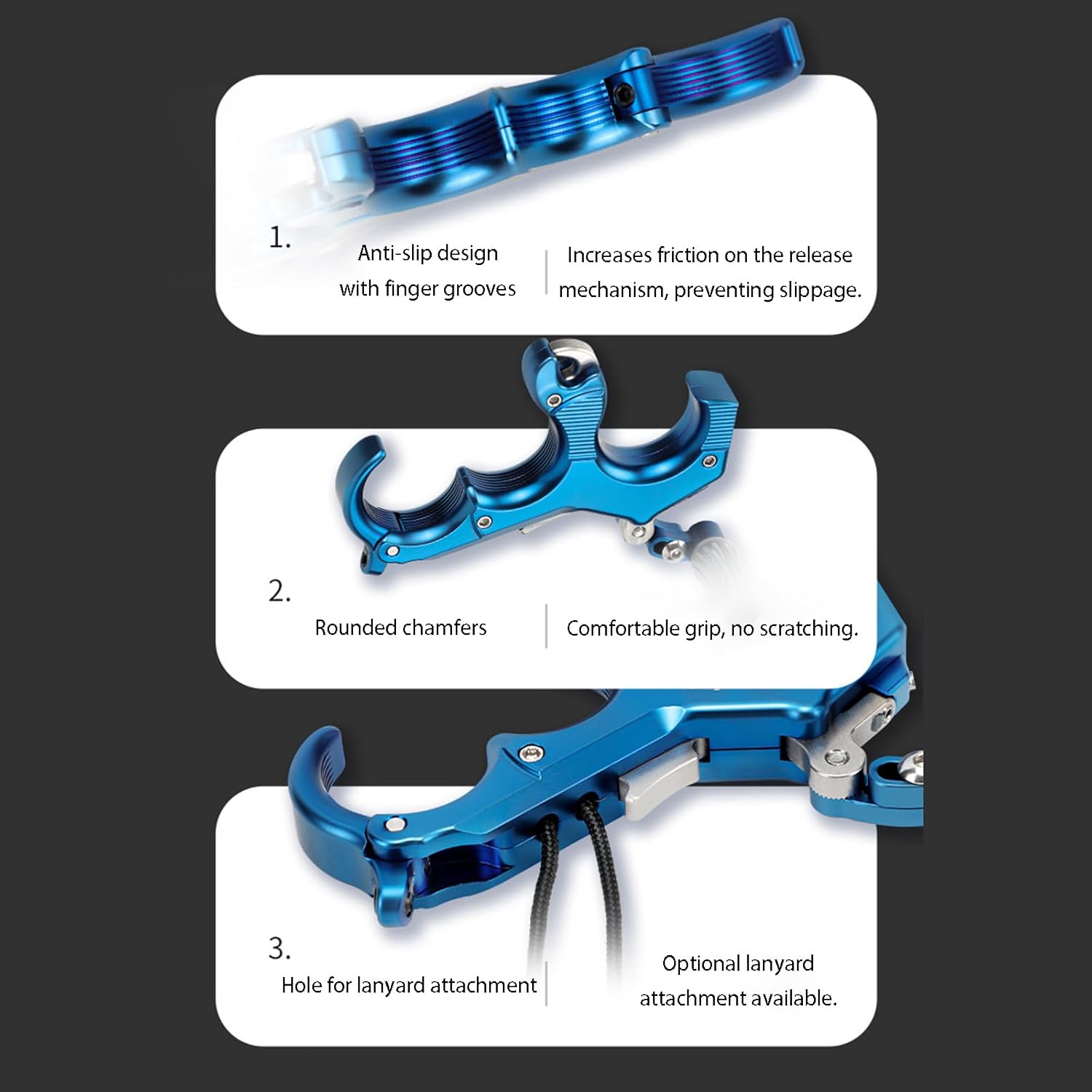Bow Trigger Release Thumb Button Release High Carbon Steel Travel Sensitivity Adjustment 3 Finger/4-Finger Modes Switchable for Adults Youth Hunting Shooting Accessories