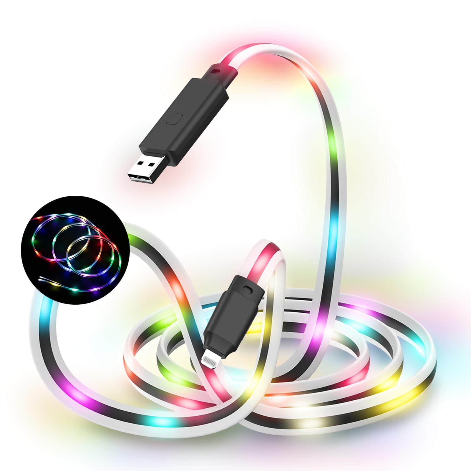 LED iPhone Charger [Apple MFi Certified] Color Changing Light up iPhone Charger Cord, Valentine's Day LED Charger Cable with 17 Lighting Modes for iPhone 14 Pro Max13/12/11 Pro (6ft)