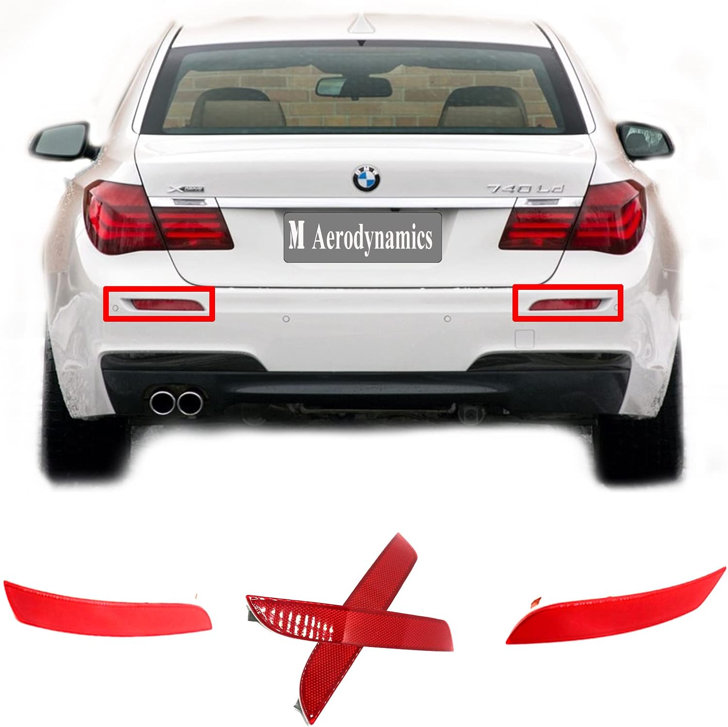 Rear Reflector for 13-15 BMW 7 Series F01 F02 F03 F04 Fit 730i 735Li 740d 745i 760i 740Li 750Li 2013 2014 2015 Bumper Left Right Drive Side 63147311179 63147311180 (Pair)