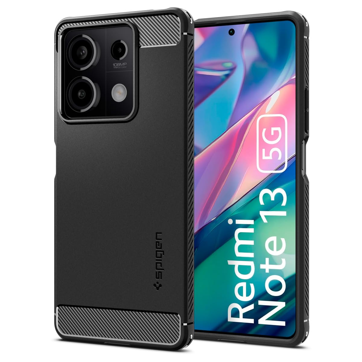 Spigen Rugged Armor Case Compatible with Xiaomi Redmi Note 13 5G - Matte Black