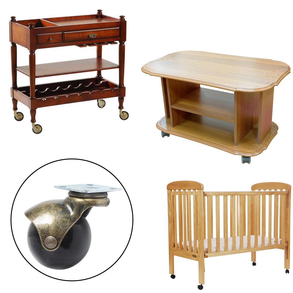 4 Pack Ball Caster Wheels 1.5inch No Brake 360 Degree Rotating Heavy Duty Swivel Plates Metal Hooded Ball Shaped Furniture Caster Wheels for Office Desk Chair Furniture Legs : Office Products